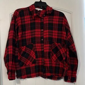 HYFVE Red and Black Plaid Button Down Shirt
